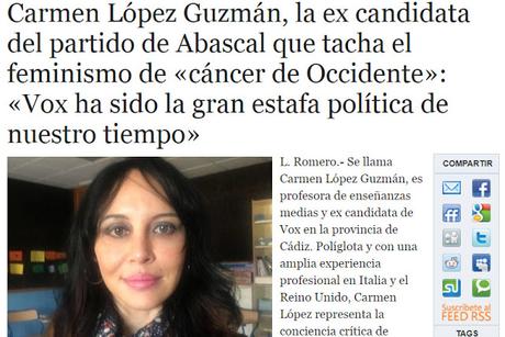 Carmen López Guzmán en Alerta Digital - Vox ha sido la gran estafa política de nuestro tiempo.