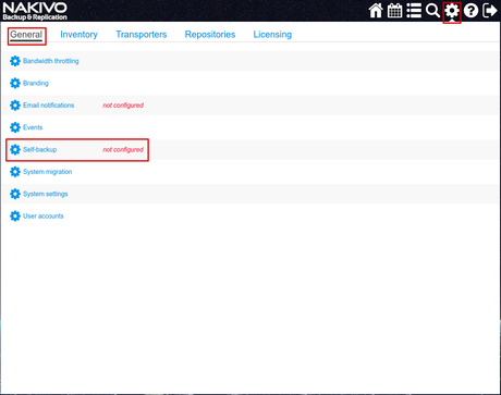 Configurar copia de seguridad del servidor de Nakivo B&R configuration Nakivo 8.5