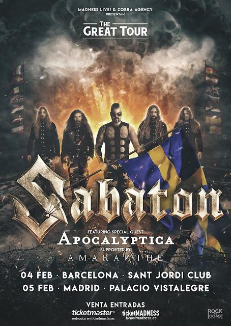 Sabaton anuncian conciertos en Sant Jordi Club y Palacio Vistalegre en febrero de 2020
