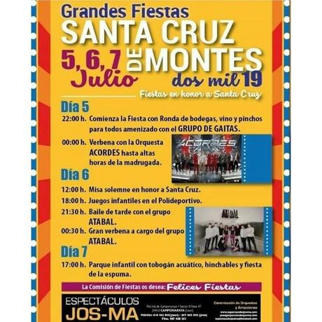 Fiestas en Santa Cruz de Montes 2019. 5, 6 y 7 de julio en honor a la Santa Cruz