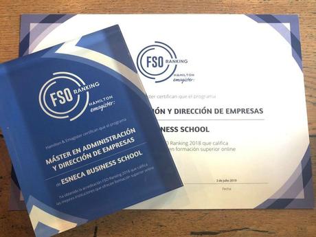 Esneca Business School recibe el Premio FSO Ranking 2018