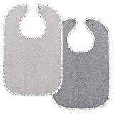 Set de 2 baberos para bebé Wörner - baberos de rizo con botón a presión ajustable | extra largo, absorbente, Certificado OekoTex - 100% algodón - Estrellas Gris