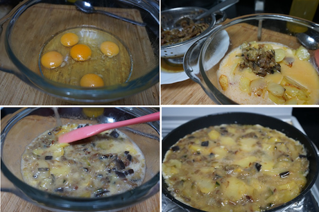 Tortilla de berenjena y calabacín con patatas