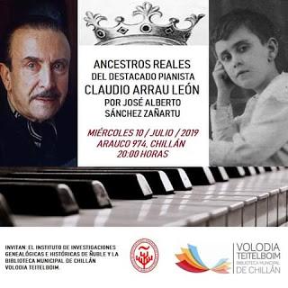 Ancestros reales del destacado pianista Claudio Arrau León.