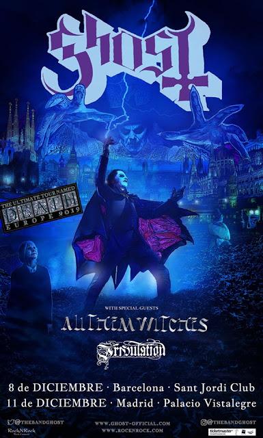 Ghost actuarán en diciembre en Sant Jordi Club y Palacio Vistalegre Ghost actuarán en diciembre en Sant Jordi Club y Palacio Vistalegre