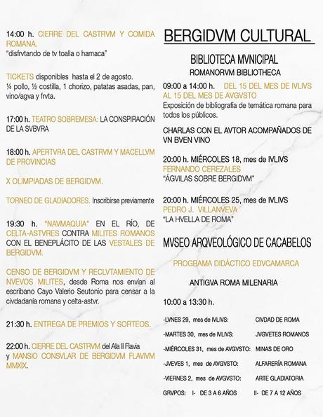 Llega el X aniversario de la Ludus Bergidum Flavium 2019 – Programa de actividades