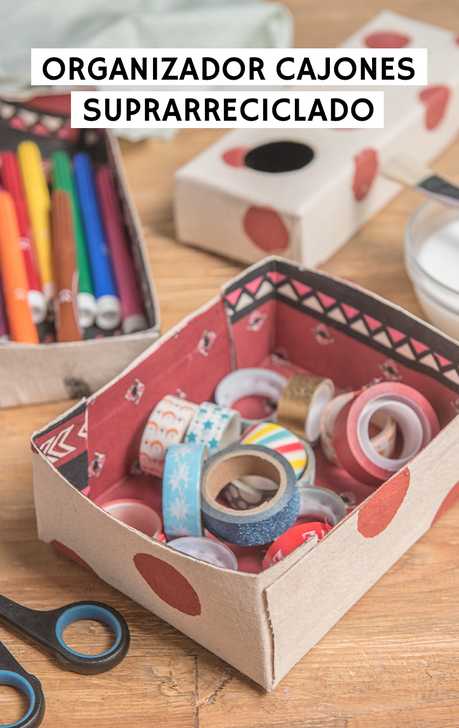 Organizadores reutilizando envases de cartón