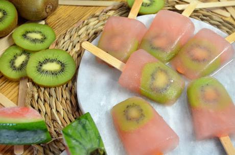 HELADOS O PALETAS DE SANDIA Y KIWI helados, helados caseros, helados de sandia y kiwi, paletas, paletas caseros, paletas de helados, paletas de sandia y kiwi, postres caseros, recetas de helados, recetas de paletas, las delicias de mayte,