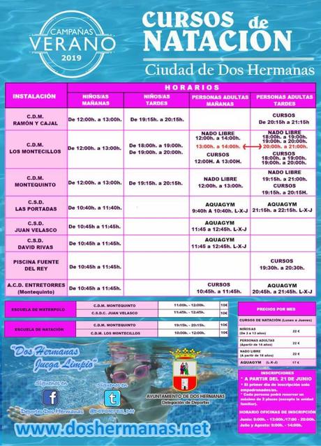 Cursos de Natación Verano 2019