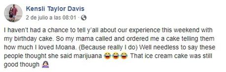 La festejada tomó con buen humor el error de la pastelería