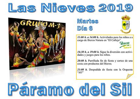 Fiestas de Las Nieves en Páramo del Sil.  2, 3, 4, 5 y 6 de agosto. Programación de actividades