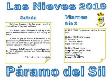Fiestas de Las Nieves en Páramo del Sil.  2, 3, 4, 5 y 6 de agosto. Programación de actividades