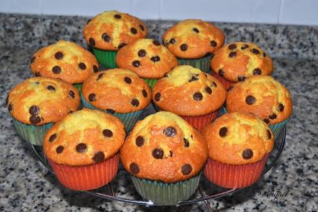 Magdalenas de pueblo con pepitas de chocolate