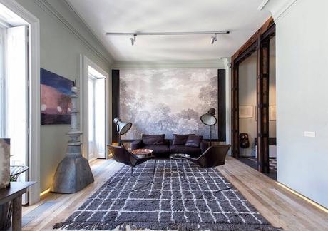 decoralinks | casa con mas cristal que paredes - salon con vigas de madera y hierro