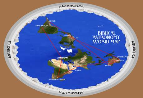 Mapa de la tierra plana y la Antartida