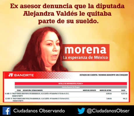 Diputada Alejandra Valdéz pedía moches a su asesor