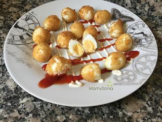 HUEVOS DE CODORNIZ REBOZADOS CON ALMENDRAS