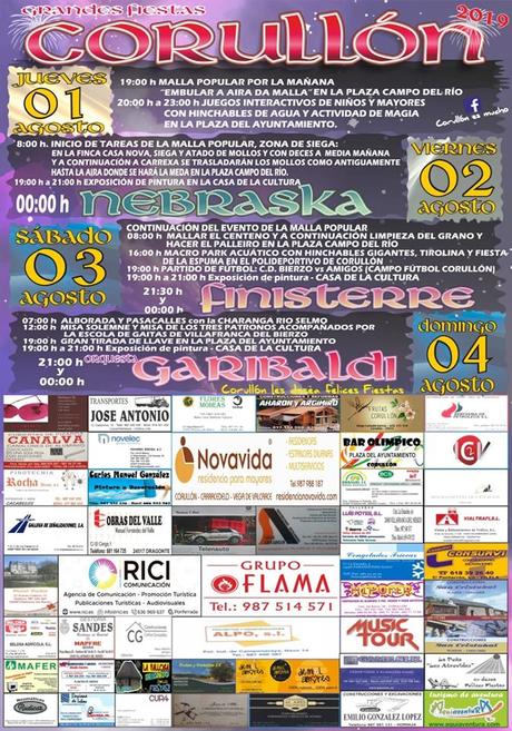 Grandes Fiestas en Corullón. 1 al 4 de agosto 2019