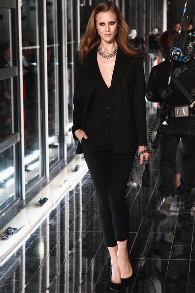 A model walks the runway during the Mango new collection launch at Centre Pompidou on May 17, 2011 in Paris, France.