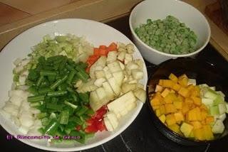 ARROZ CON VERDURAS Y GAMBAS