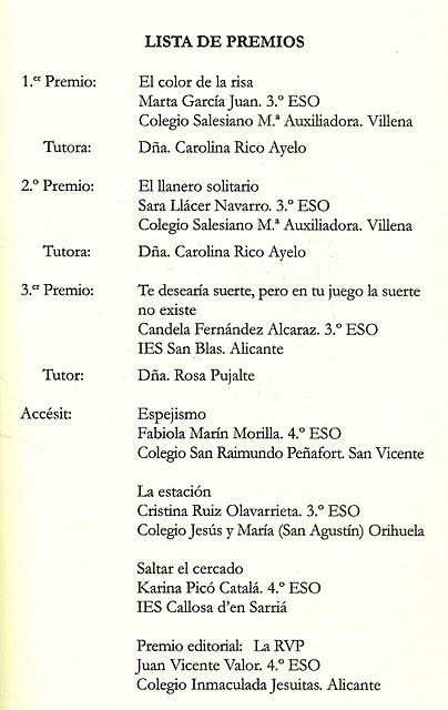 Los mejores relatos breves juveniles de la provincia de Alicante 2011