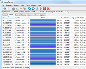 Music torrent, P2P de torrents