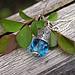 Tibetan healing pendant with blue quartz, AA rock crystal quartz, and sterling silver necklace