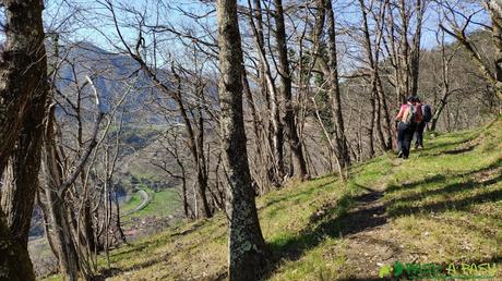Sendero entre bosque hacia Tornín