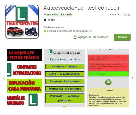 Aplicaciones para hacer tests para el examen de conducir (el teórico).