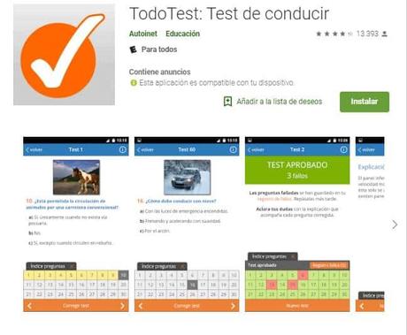 Aplicaciones para hacer tests para el examen de conducir (el teórico).