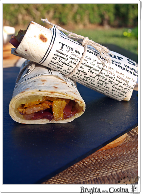 Wraps solomillo cajun con queso y piña Wraps solomillo cajun con queso y piña