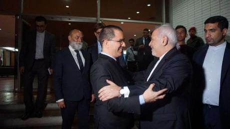 Los cancilleres de Venezuela e Irán, Jorge Arreaza y Javad Zarif respectivamente, en Caracas para la reunión 2019 del MNOAL. Autor-Tomada de Mision Verdad