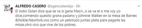 Alfredo Casero apuntó contra el Indio Solari en Twitter.