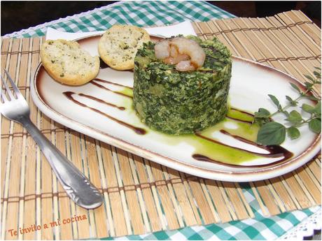 Revuelto de gambas y espinacas