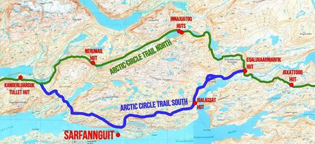 tips-for-trekking-the-arctic-circle-trail-greenland-alt-route-map ▷ Consejos para caminar por el sendero del Círculo Polar Ártico en Groenlandia