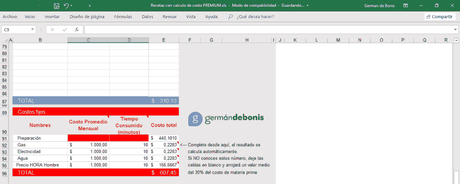 Calculadora de Costos de Recetas