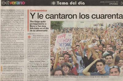 Vídeos de conciertos: U2 el 8 de agosto de 2001 en el Palau Sant Jordi de Barcelona