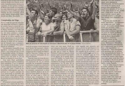 Vídeos de conciertos: U2 el 8 de agosto de 2001 en el Palau Sant Jordi de Barcelona