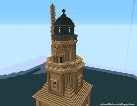 Réplica Minecraft de la Torre de Hércules, La Coruña, Galicia, España.