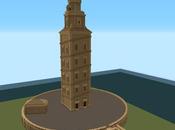 Réplica Minecraft Torre Hércules, Coruña, Galicia, España.