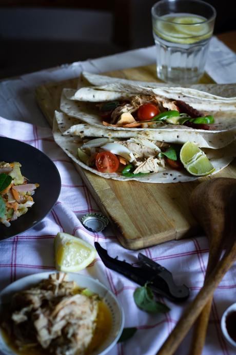 Fajitas de pollo y verduras en  15 minutos . Receta fácil