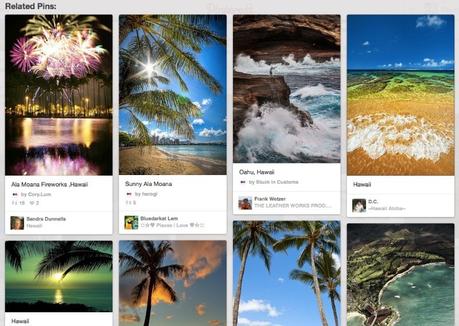 /></div></p>
<p>2) Desplácese hacia abajo a la sección donde dice Pines relacionados.</p>
<p>Esta es mi manera FAVORITA de encontrar las mejores fotos. No creo que mucha gente haga esto. Verá otras imágenes del mismo destino o tema que la foto original en la que hizo clic.</p>
<p>Por ejemplo, cuando hice clic en una foto de Hawai, me desplacé hacia abajo para ver otras fotos impresionantes de Hawai:</p>
<p><div class= ▷ Comente cómo utilizar Pinterest para la planificación de viajes e inspiración de Pinterest para viajes: 5 recursos de Jaunty Travel para ayudarlo a explorar el mundo | Jaunty en todas partes