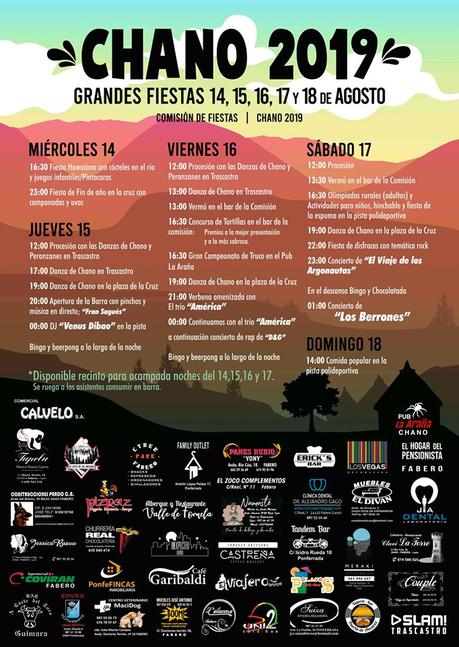 Grandes Fiestas en Chano. 14 al 18 de agosto 2019
