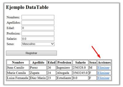 USO DEL DATA TABLE EN JSF.