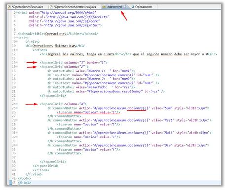 Ejemplo Operaciones Matemáticas con JSF