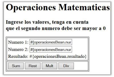 Ejemplo Operaciones Matemáticas con JSF Ejemplo Operaciones Matemáticas con JSF