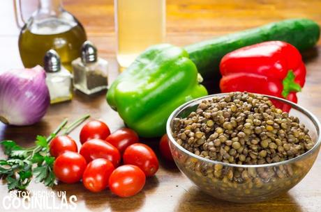 Receta de ensalada de lentejas fácil. Con picadillo de hortalizas Receta de ensalada de lentejas fácil. Con picadillo de hortalizas