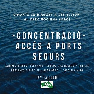 Maó, puerto de acogida a la embarcación de Open Arms con 160 personas a bordo.