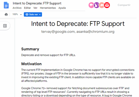 Google eliminará el soporte FTP en las proximas versiones de Chrome