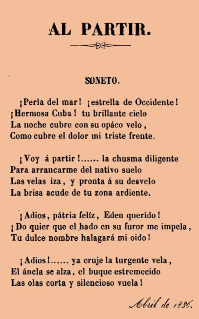 «AL PARTIR»Primera composición poética, conocida, escrita... «AL PARTIR»Primera composición poética, conocida, escrita...